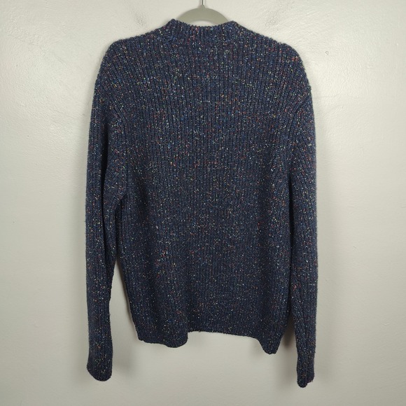 COS Sweater Mens Large Speckled Navy Blue Crew Neck Wool Blend Preppy Minimalist - Picture 4 of 8